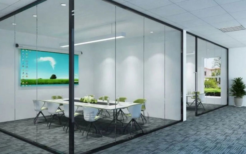 Glass works detail — partition and glazing finish